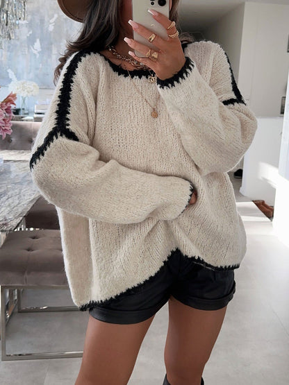 Pulls en grosse maille pour femmes avec finitions contrastées et coupe décontractée Chic und Stil