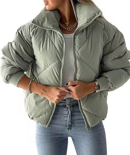 Ladies thermal insulated quilted jacket with high collar and elastic cuffs Chic and Style