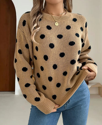 Pull en grosse maille pour femmes avec motif à pois et coupe décontractée Chic und Stil