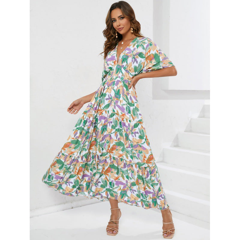 Robe maxi boho pour femmes avec des manches flottantes Chic und Stil