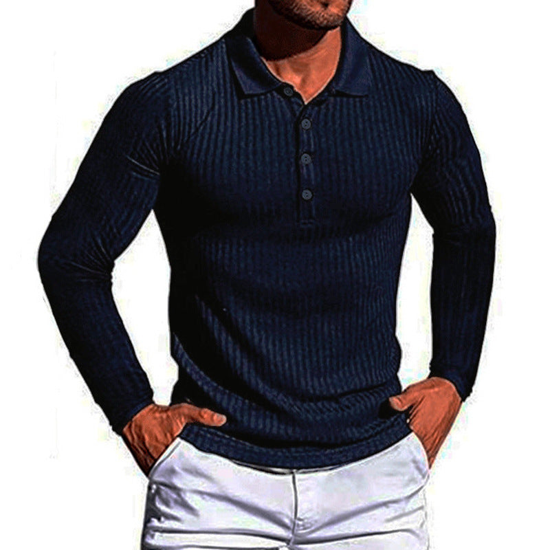 Chemise polo longue à manches élégantes pour homme au design texturé Chic und Stil