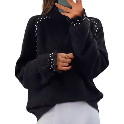 Pull pour femmes avec col roulé élégant et détails scintillants Chic und Stil