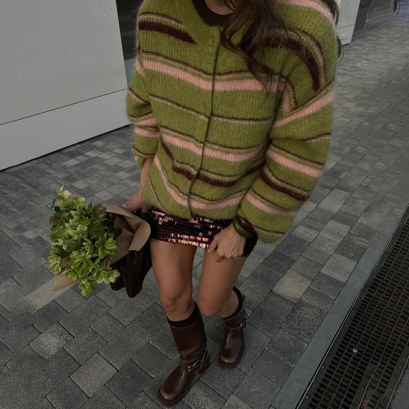 Dames Cardigan en tricot à motif rayé Chic und Stil