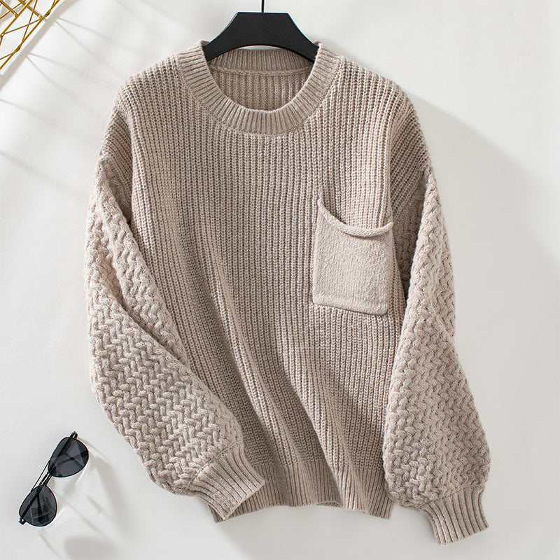 Pull femme avec motif torsadé texturé et poche poitrine Chic und Stil