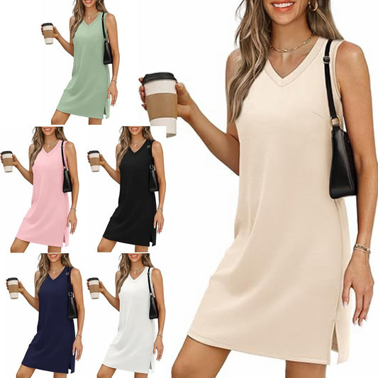 Robe sport femme à col en V avec fentes latérales Chic und Stil