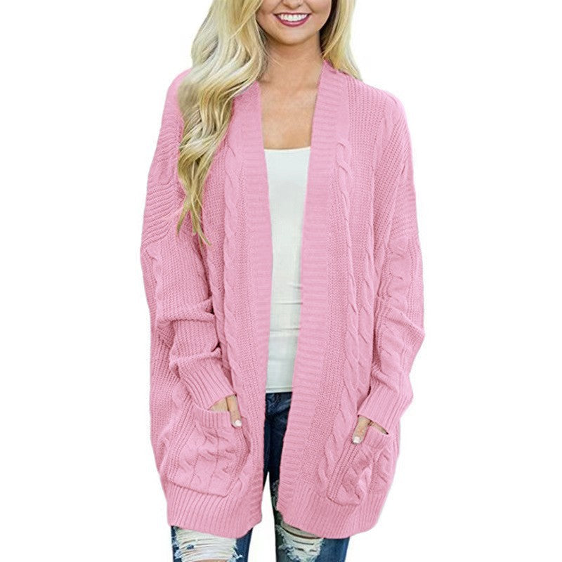 Dames Grand cardigan en tricot avec des motifs de torsades texturés et des poches pratiques Chic und Stil