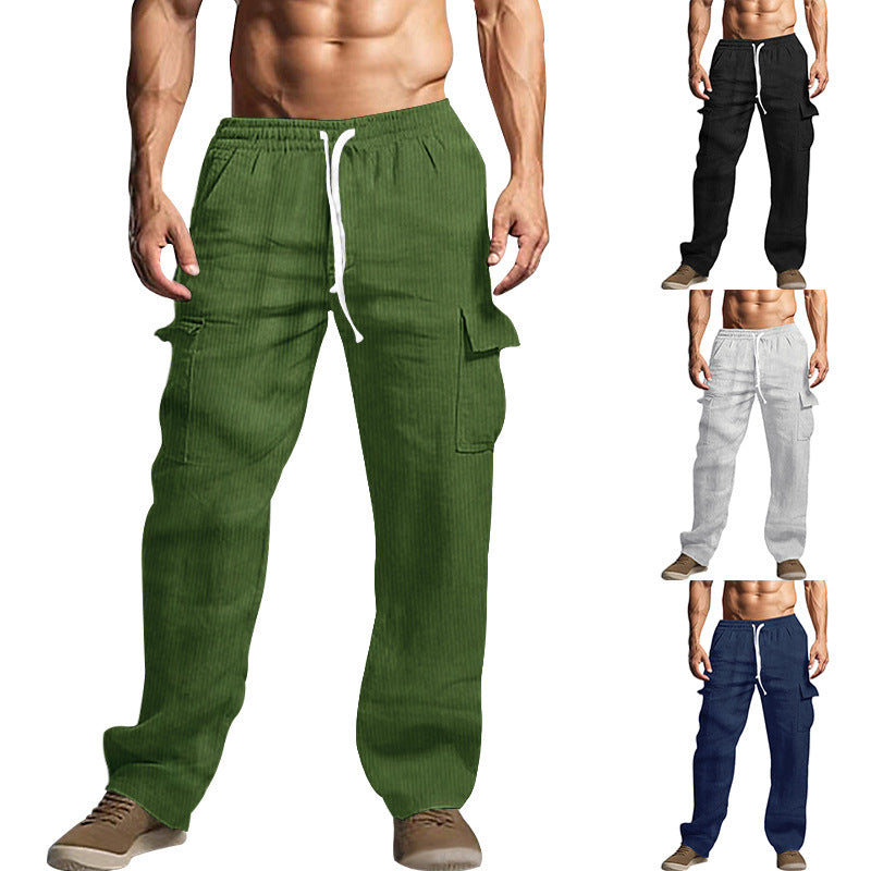 Men's cargo pants in a casual striped look with elastic waistband and practical side pockets Chic and style