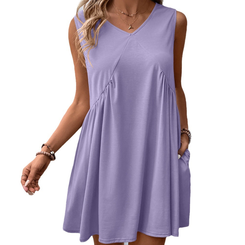 Robe femme fluide à décolleté en V avec poches latérales et coupe fluide Chic und Stil