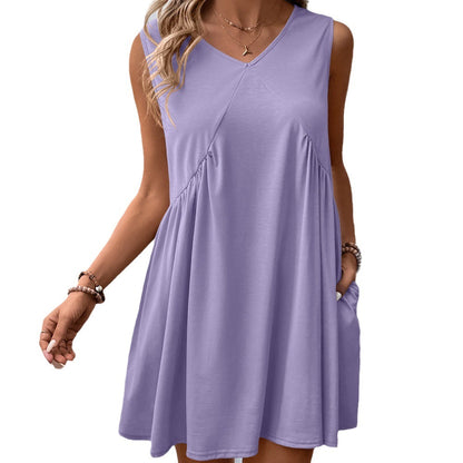 Robe femme fluide à décolleté en V avec poches latérales et coupe fluide Chic und Stil
