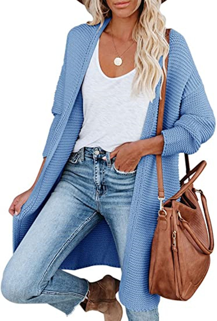 Dames gros tricot cardigan avec des ouvertures à l'avant et des poches pratiques Chic und Stil