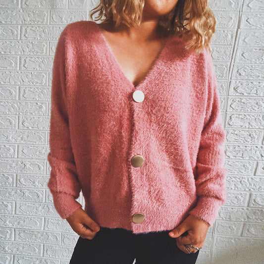 Dames Pull à cardigan douillet avec détails de boutons et design ample Chic und Stil
