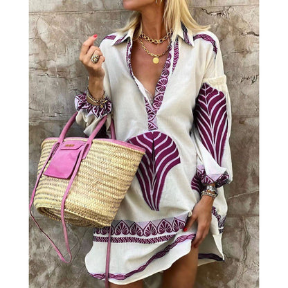 Femmes Boho-Chic Robe Midi Brodée Chic und Stil