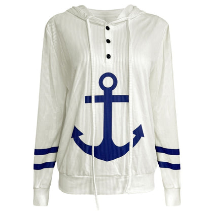 Pull à capuche pour dames avec design graphique maritime Chic und Stil