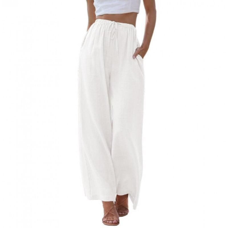 Wide palazzo pants for women with elastic waistband and side pockets Chic und Stil