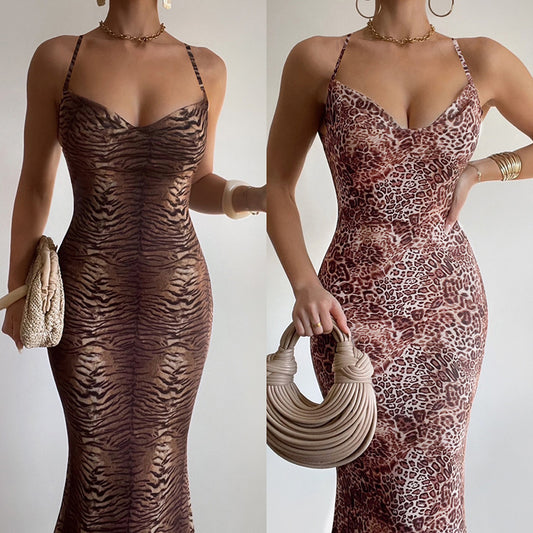 Robe maxi bodycon imprimé animal Chic und Stil