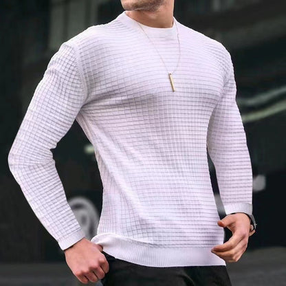 Pull élégant structuré pour hommes avec col rond et manches longues Chic und Stil