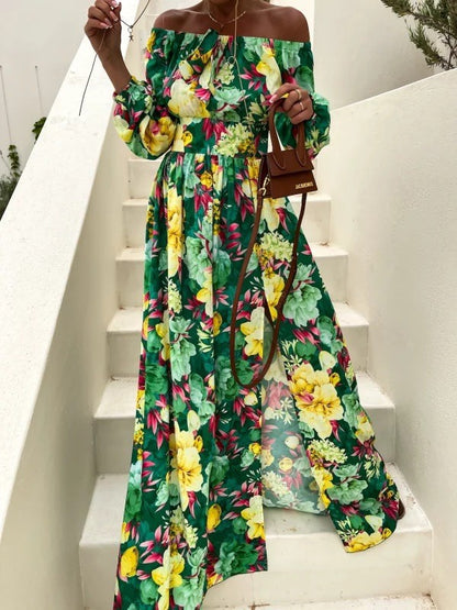 Chic and stylish off shoulder floral maxi dress for women
