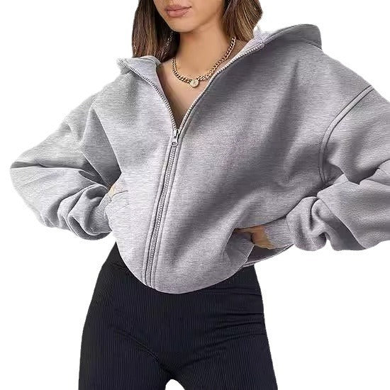 Dames décontracté oversized zip-hoodie Chic und Stil
