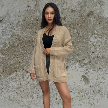 Dames Grand Tricot Cardigan avec grandes poches et design ouvert Chic und Stil
