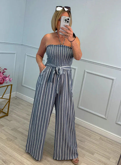 Combinaison bandeau pour femmes avec jambes larges et ceinture à nouer Chic und Stil