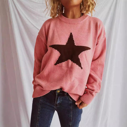 Pull décontracté pour femmes avec un motif d'étoiles accrocheur Chic und Stil