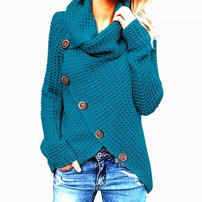 Asymmetrical knit jacket for women with Chic und Stil collar