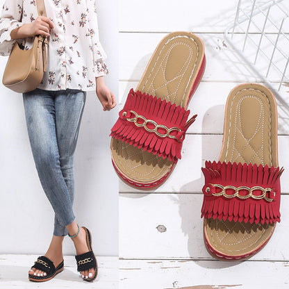 Dames Franges Slides Chic und Stil