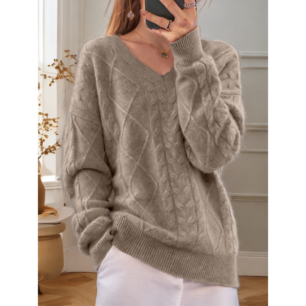 Dames Pull en tricot élégant avec motif torsadé détaillé Chic und Stil