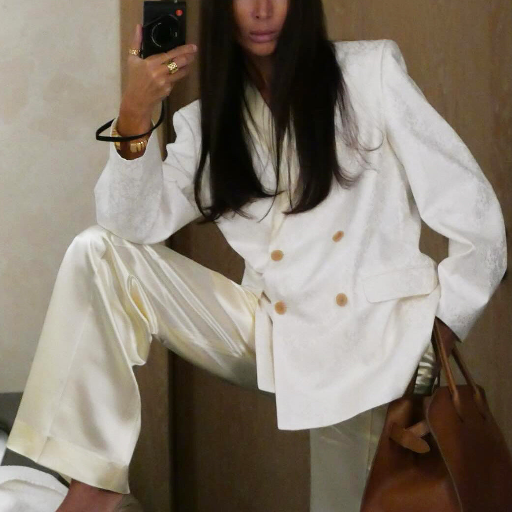 Dames Élégant Blazer en Jacquard avec Col Revers Chic und Stil