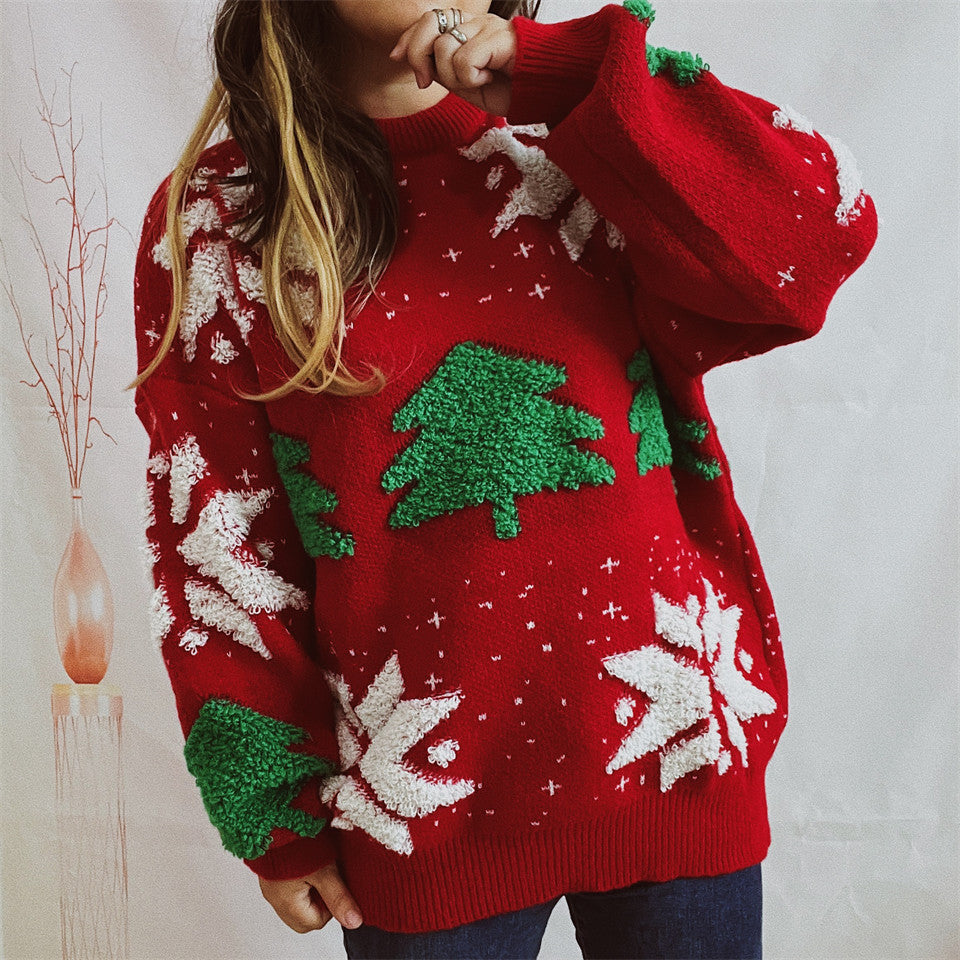 Pull-over de Noël pour femmes avec motif festif et manches volumineuses Chic und Stil