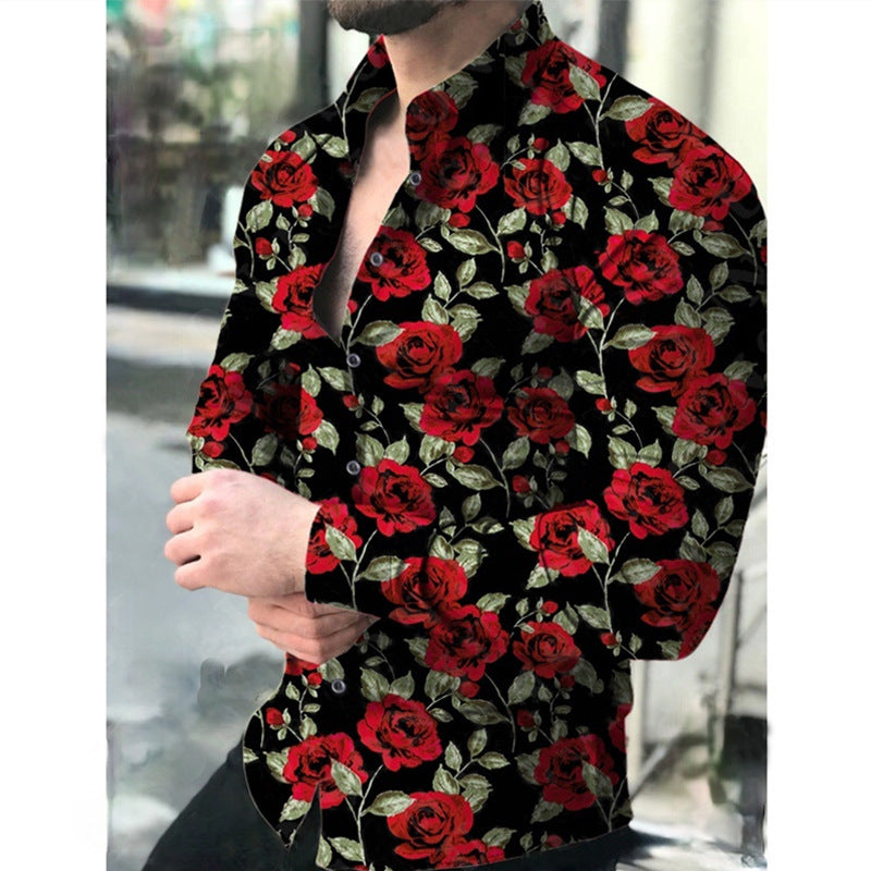 Chemise à manches longues pour hommes avec design floral de papillon Chic und Stil