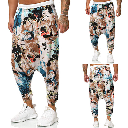 Harem pants for men with unique fancy pattern and elastic waist Chic and Style