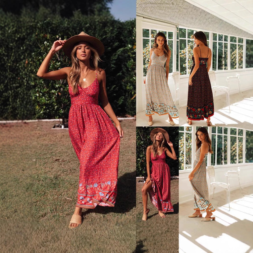 Robe maxi dames avec motifs floraux Chic und Stil