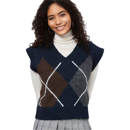 Pull en tricot pour dames avec un motif losange moderne Chic und Stil