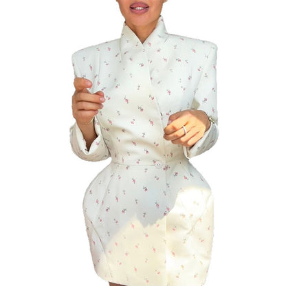 Dames élégant blazer robe avec accents floraux Chic und Stil