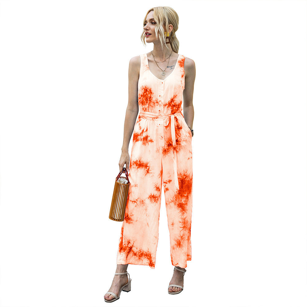 Dames combinaison décontractée avec ceinture tendance et patte de boutonnage Chic und Stil