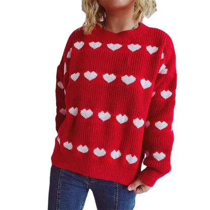 Pull en tricot à motif cœurs confortable pour femmes avec des manches larges Chic und Stil