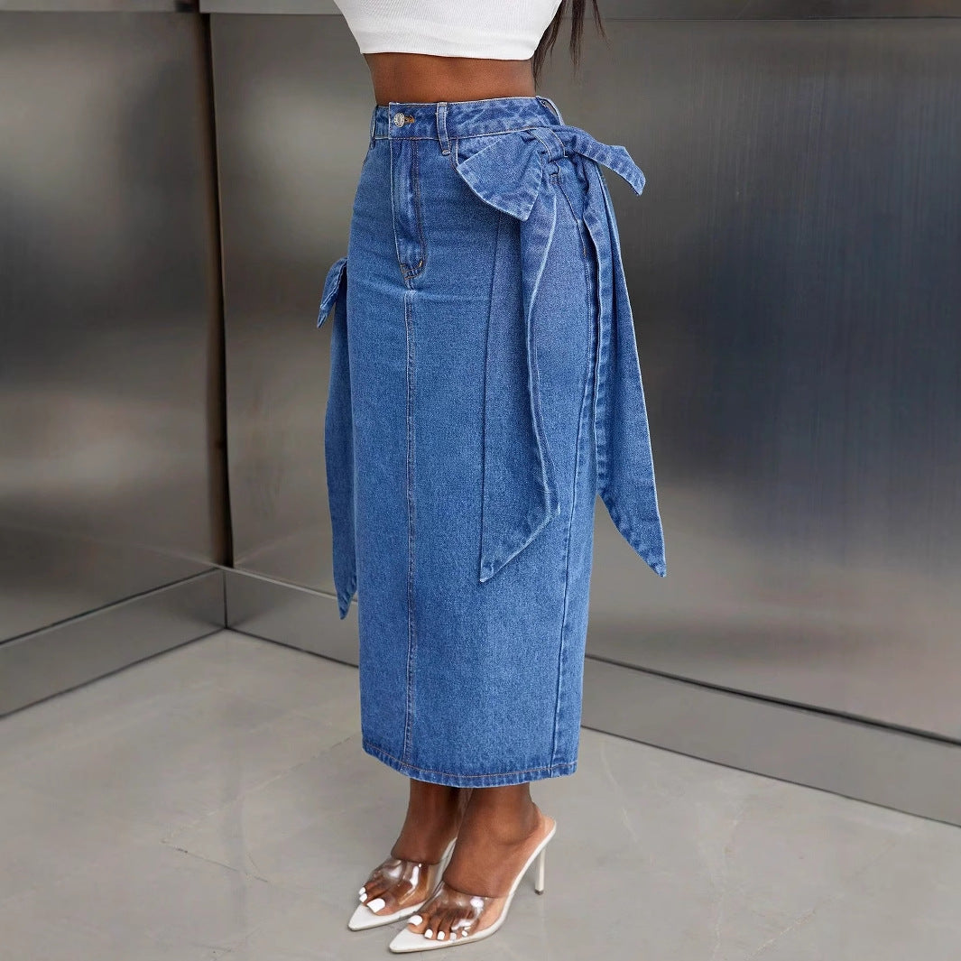 Jupe maxi pour femmes avec poches latérales et ceinture tendance à nouer Chic und Stil
