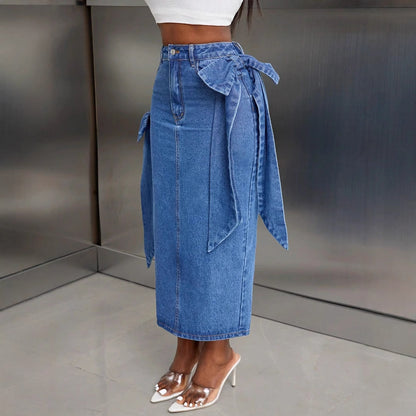 Jupe maxi pour femmes avec poches latérales et ceinture tendance à nouer Chic und Stil