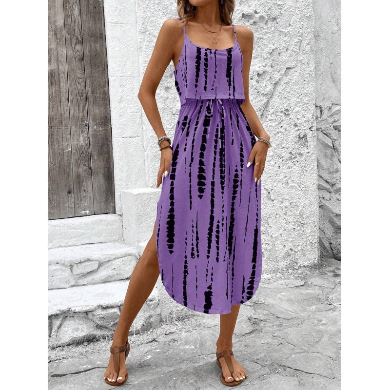 Robe maxi bohémienne pour femmes avec fente latérale Chic und Stil