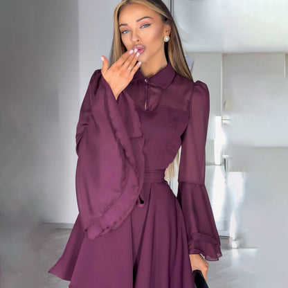 Robe chemise élégante pour femmes avec des manches volumineuses et une taille cintrée Chic und Stil