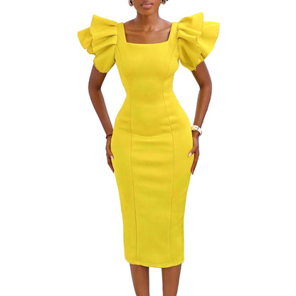 Dames Robe Élégante avec Manches Volumineuses Chic und Stil