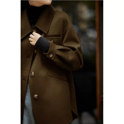Veste shacket en laine mélangée surdimensionnée et confortable pour femmes Chic und Stil
