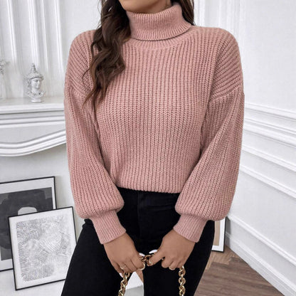 Dames Pull chunky confortable avec col roulé et tricot texturé Chic und Stil