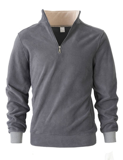 Men's fleece pullover with high collar and zipper Chic und Stil