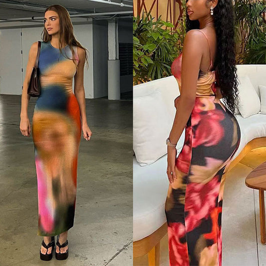 Robe maxi halter floral élégante pour femmes Chic und Stil