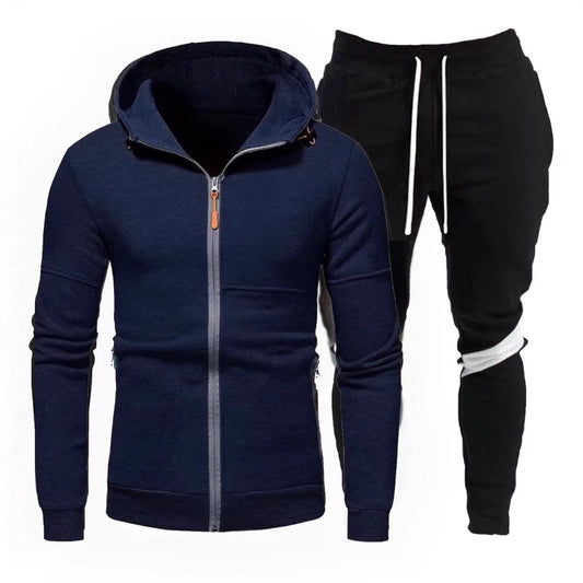 Sporty hoodie for men with practical zipper and chic jogger pants