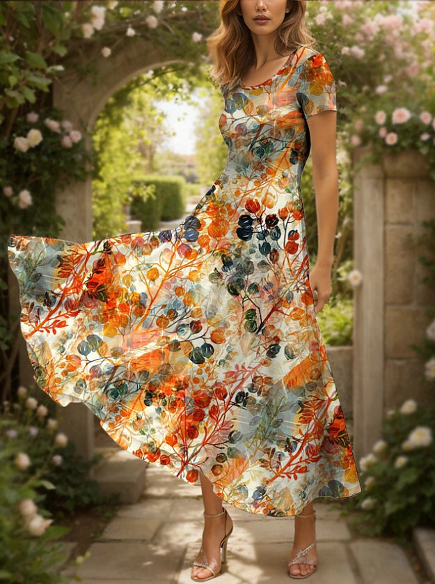 Robe maxi femme avec design floral artistique et coupe fluide Chic und Stil