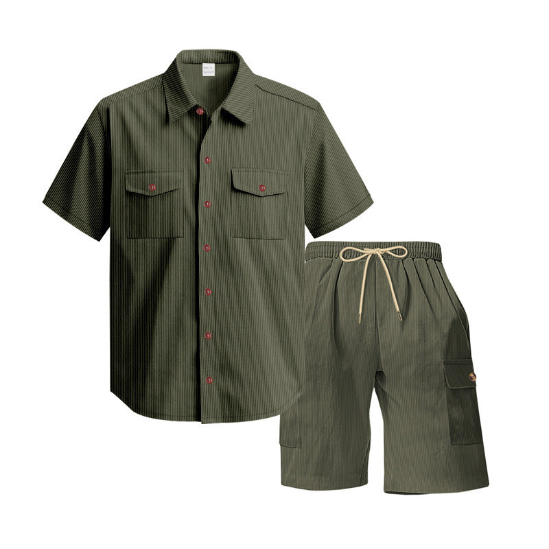 Chemise à manches courtes décontractée pour hommes et ensemble de shorts de loisirs avec poches pratiques Chic und Stil
