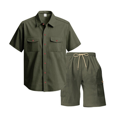 Chemise à manches courtes décontractée pour hommes et ensemble de shorts de loisirs avec poches pratiques Chic und Stil